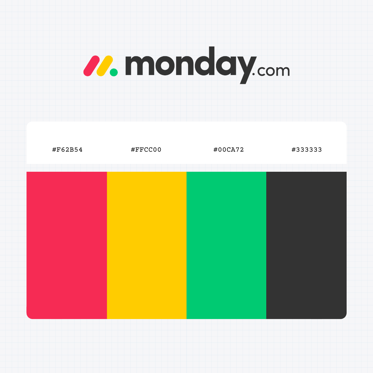 Monday.com Ltd logo with HEX color values