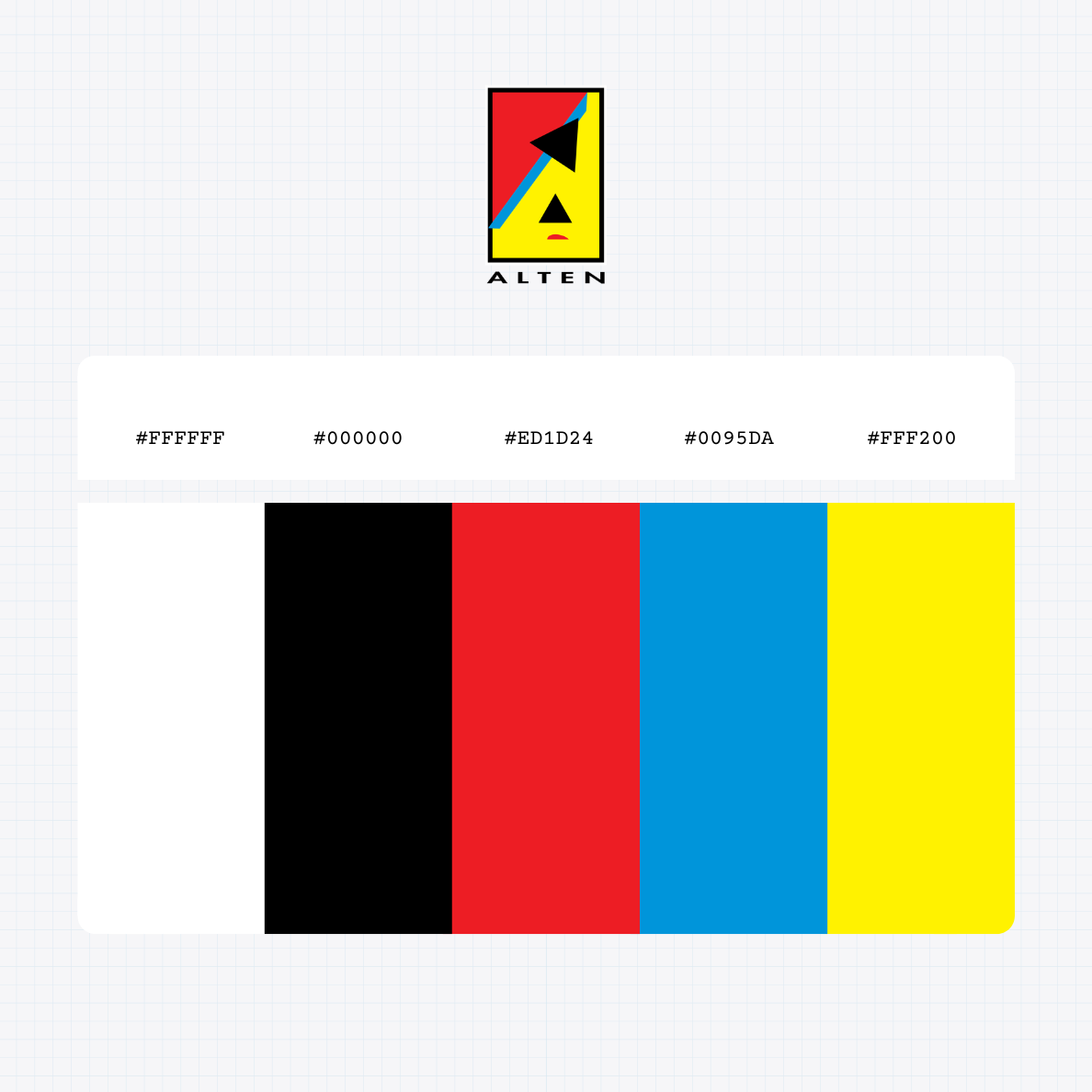 ALTEN logo with HEX color values