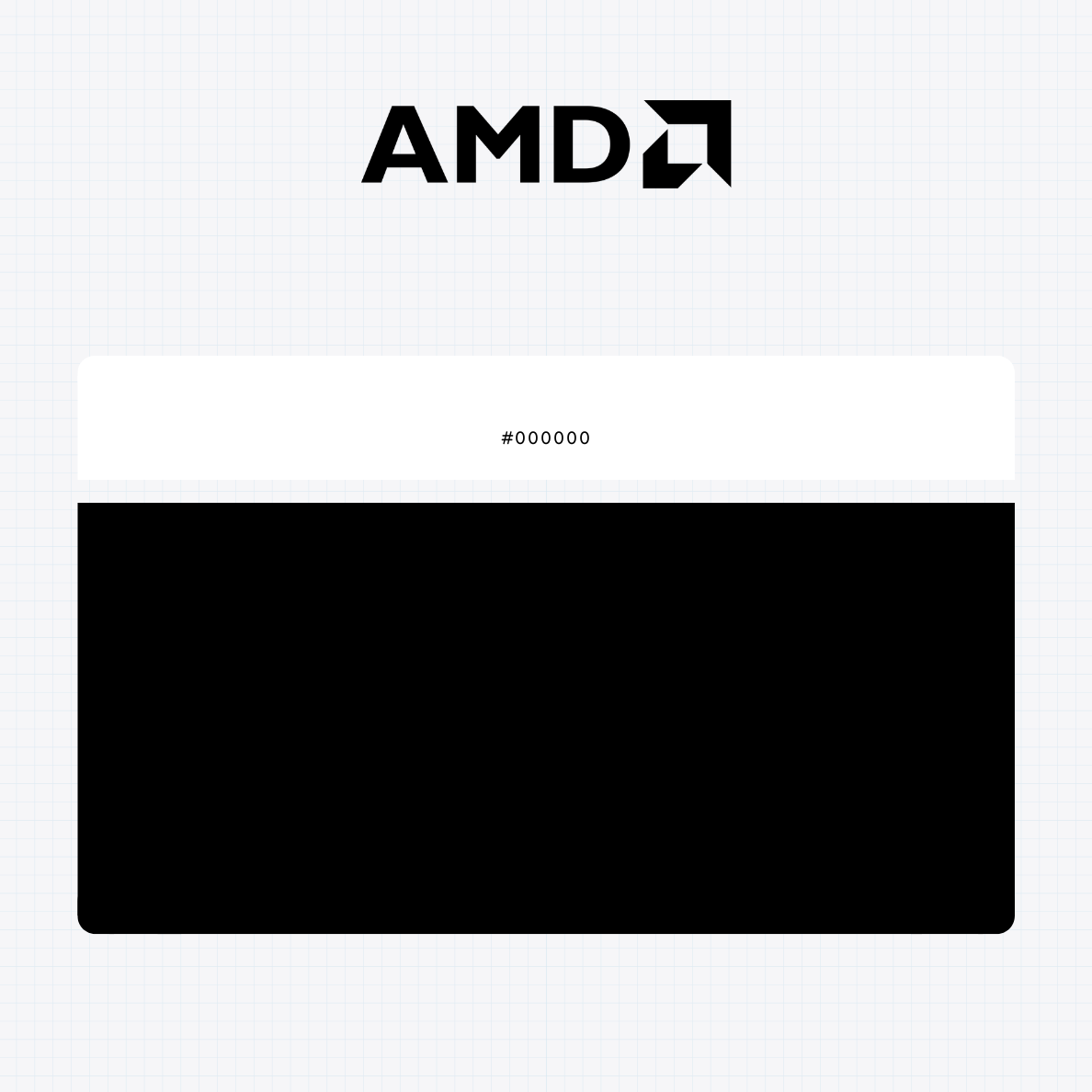 AMD Inc logo with HEX color values