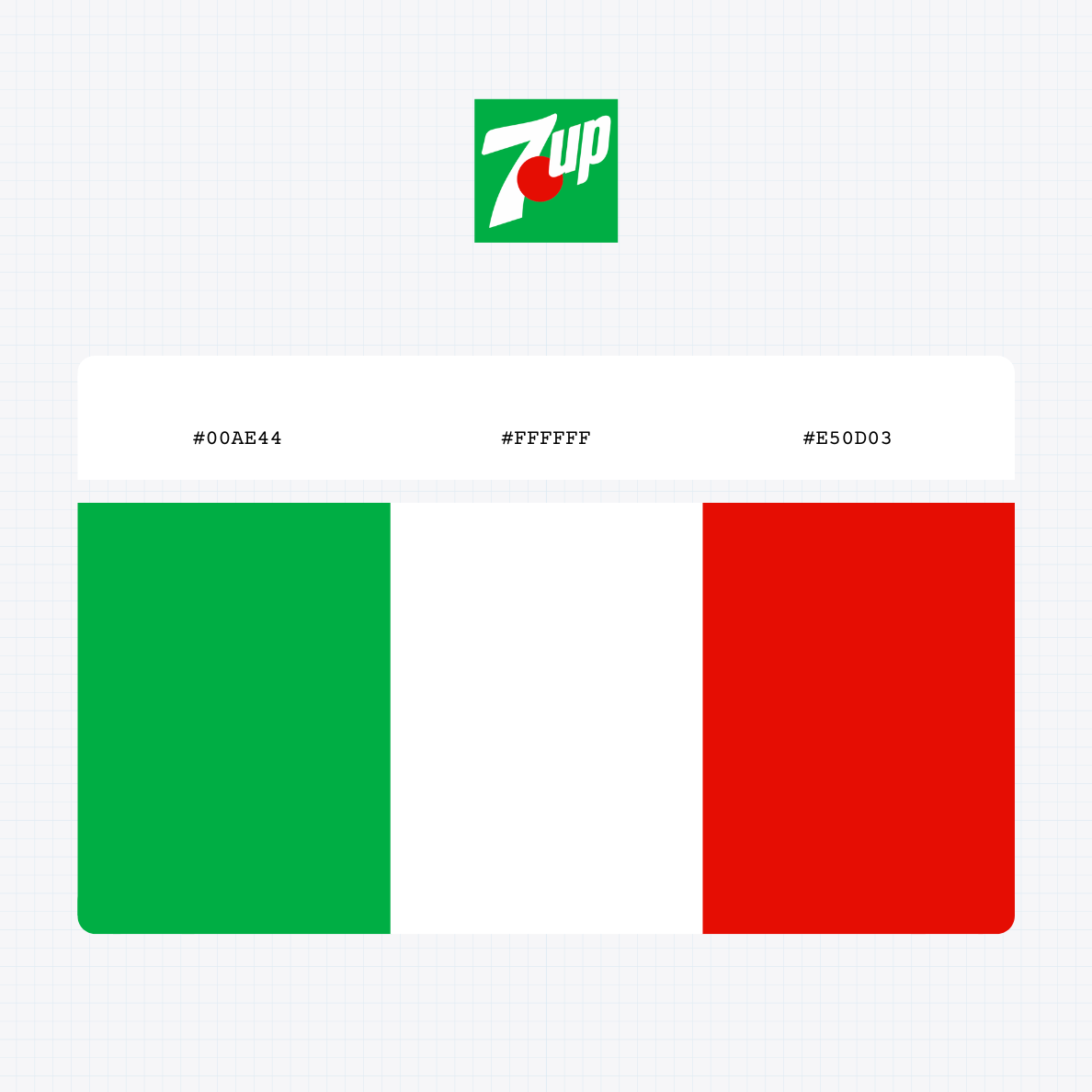 7 up logo with HEX color values