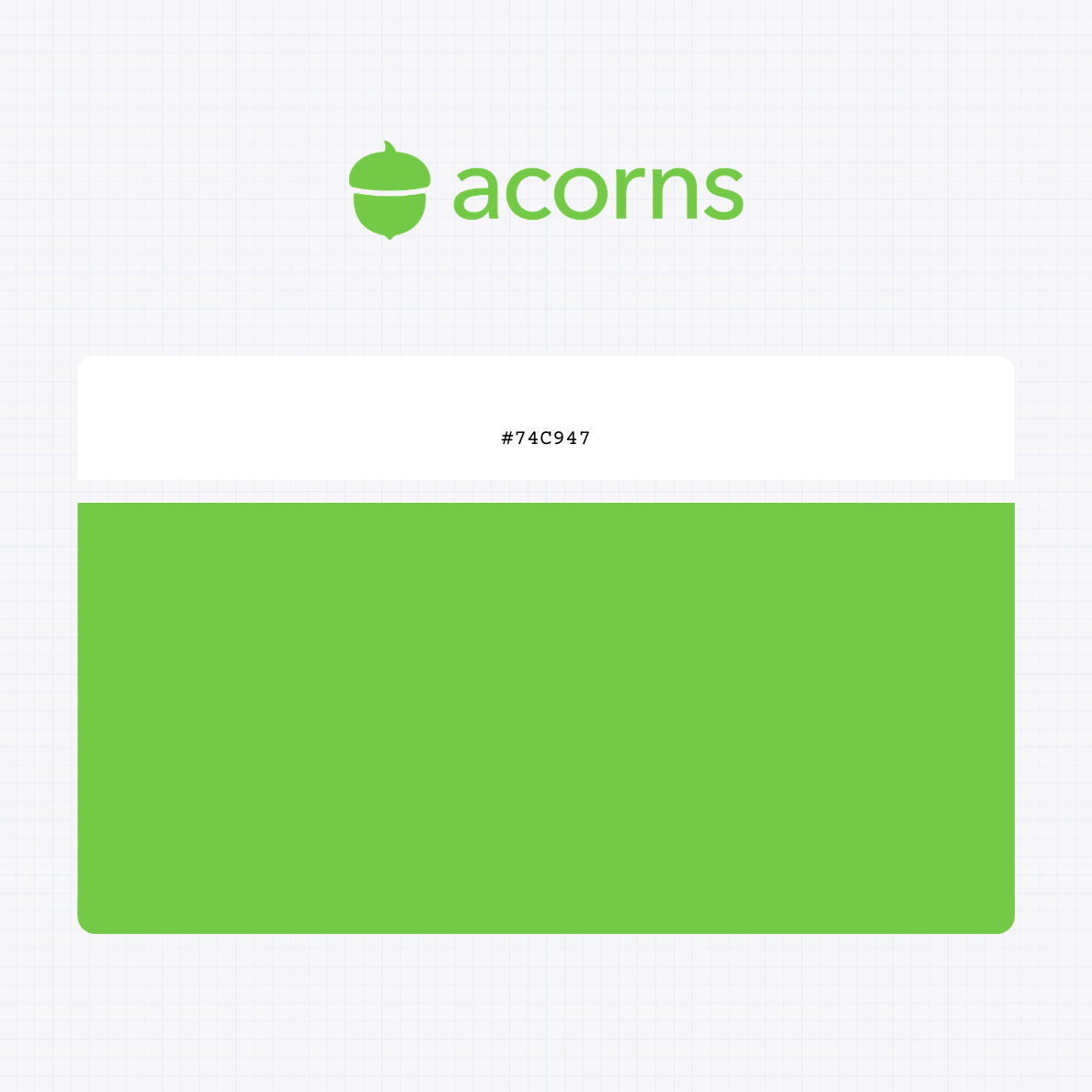 Acorns (company) logo with HEX color values