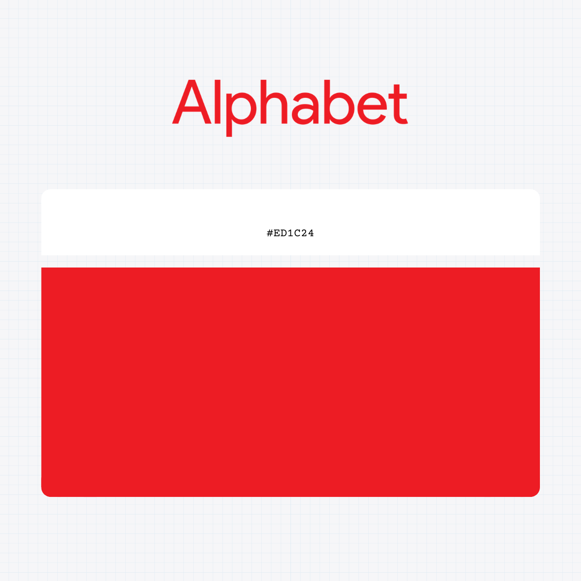 Alphabet Inc logo with HEX color values