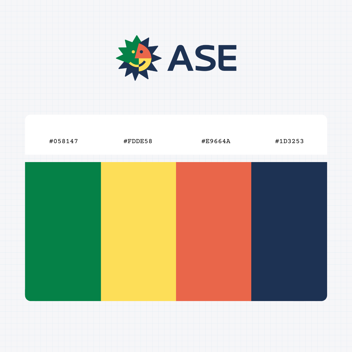 ASE Group logo with HEX color values