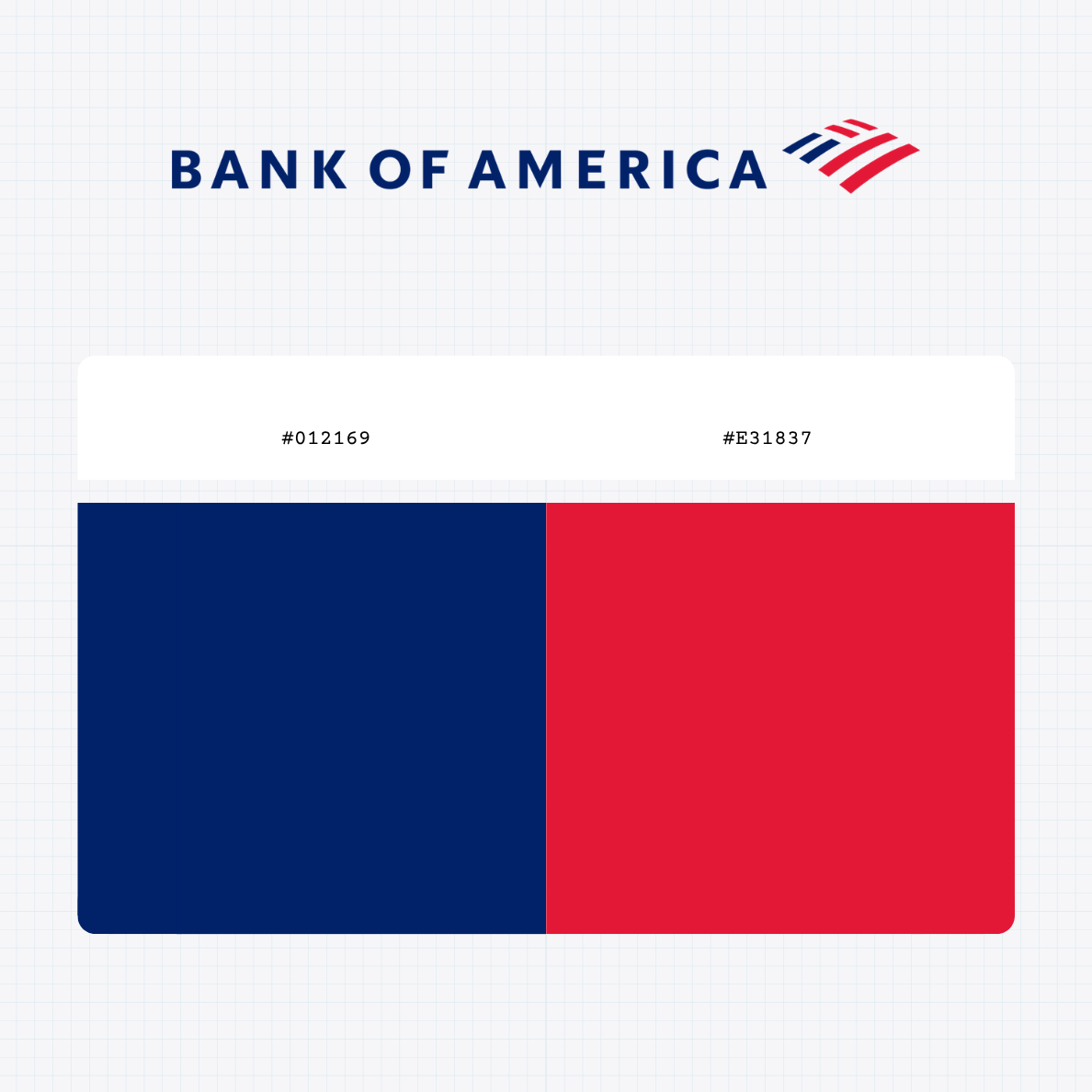 Bank of America logo with HEX color values