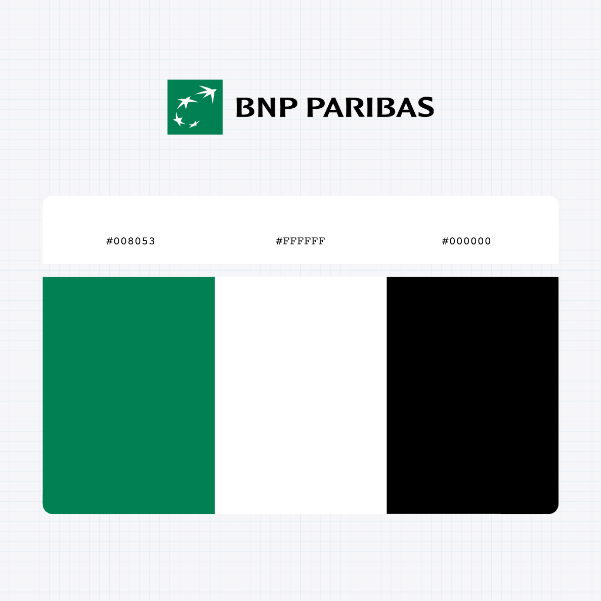 BNP Paribas logo with HEX color values