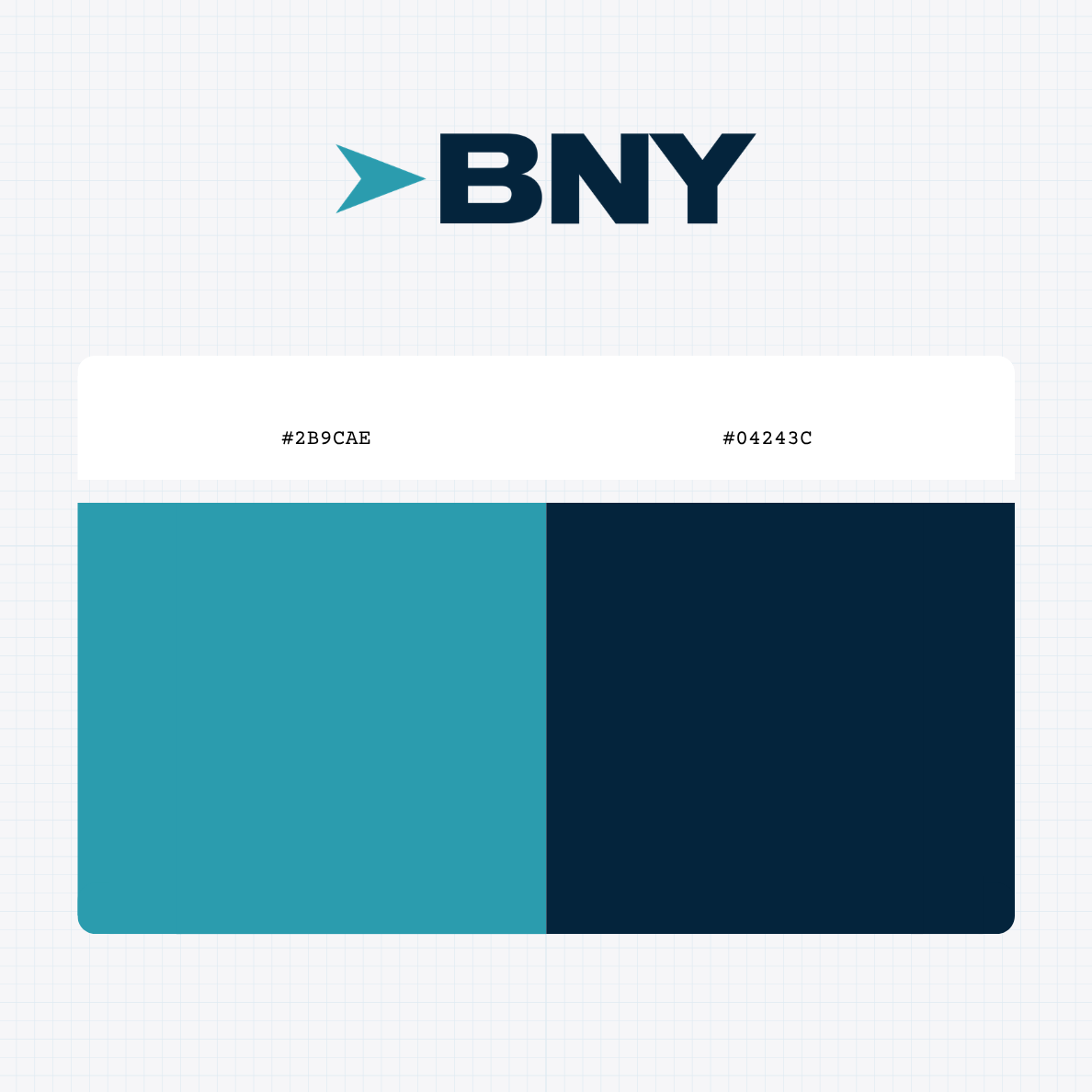 The Bank of New York Mellon Corporation logo with HEX color values