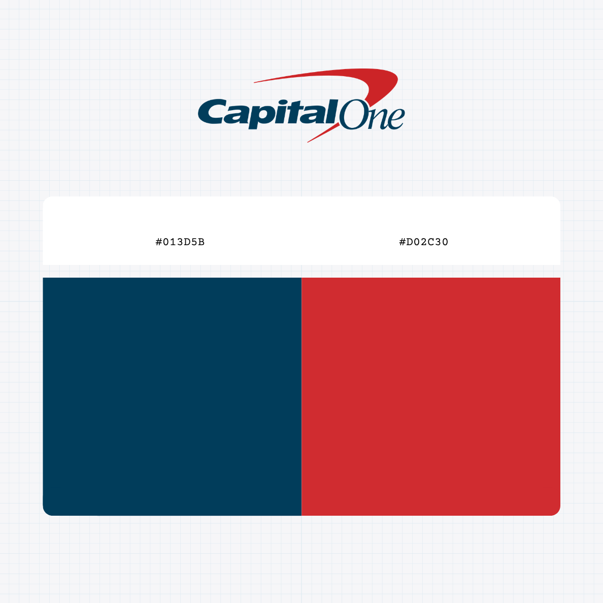 Capital One logo with HEX color values