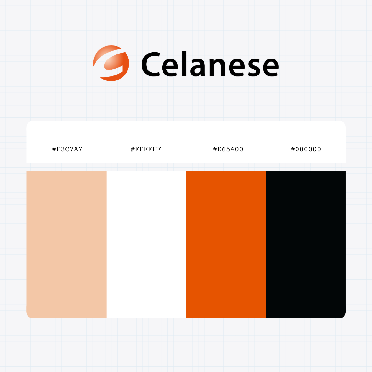 Celanese Corporation logo with HEX color values