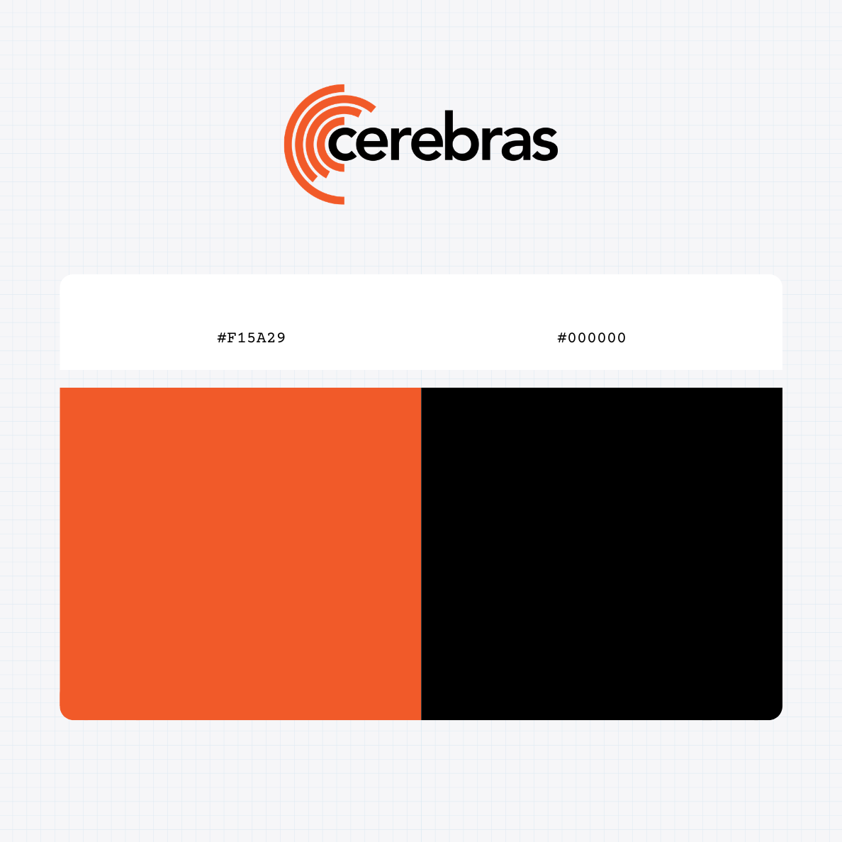 Cerebras Systems Inc logo with HEX color values