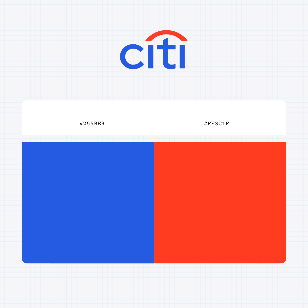 Citigroup logo with HEX color values