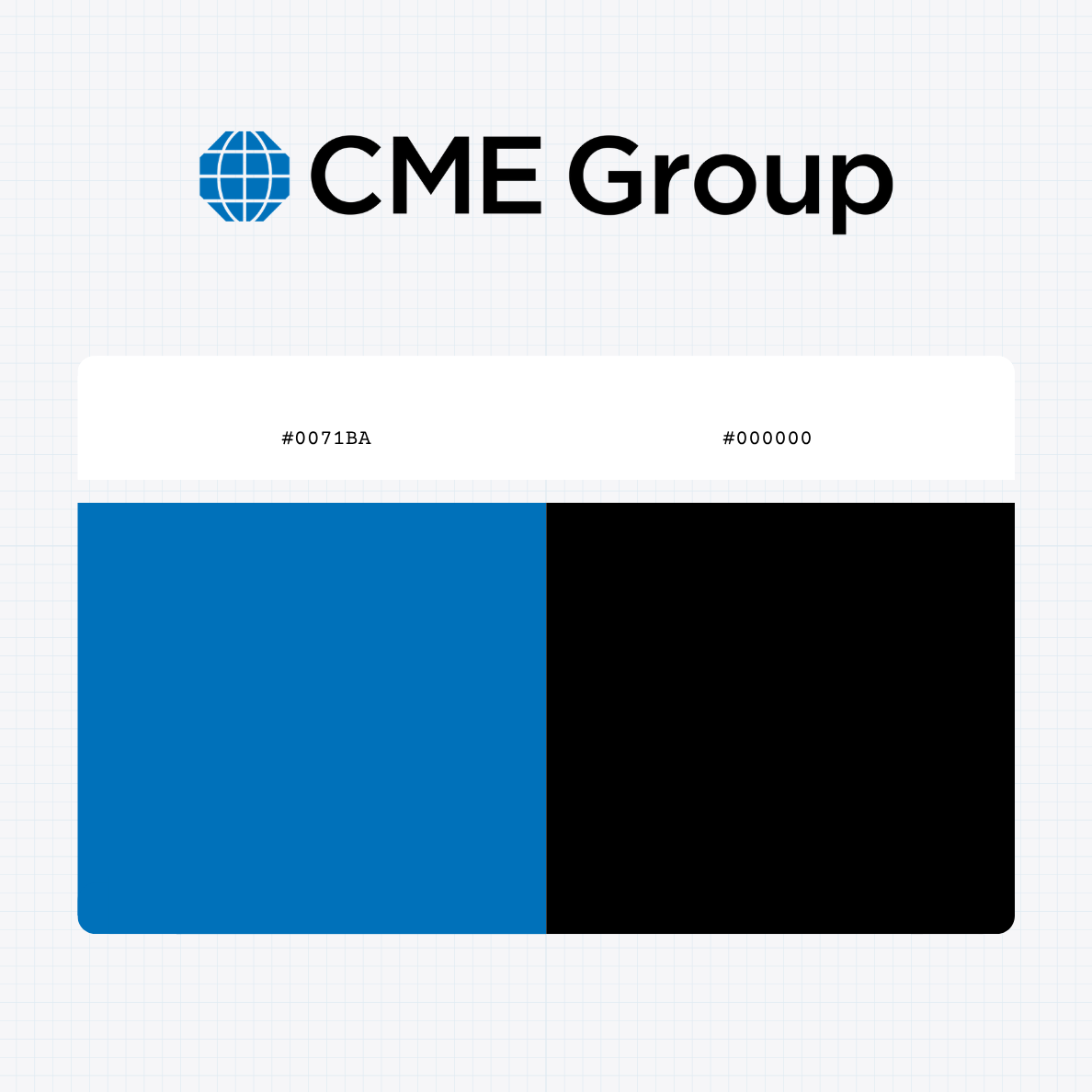 CME Group Inc logo with HEX color values