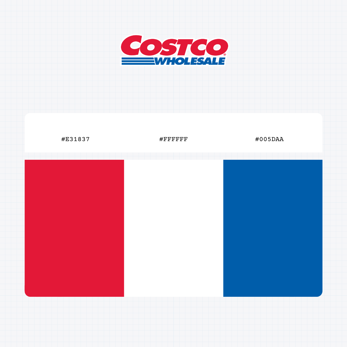 Costco Wholesale Corporation logo with HEX color values
