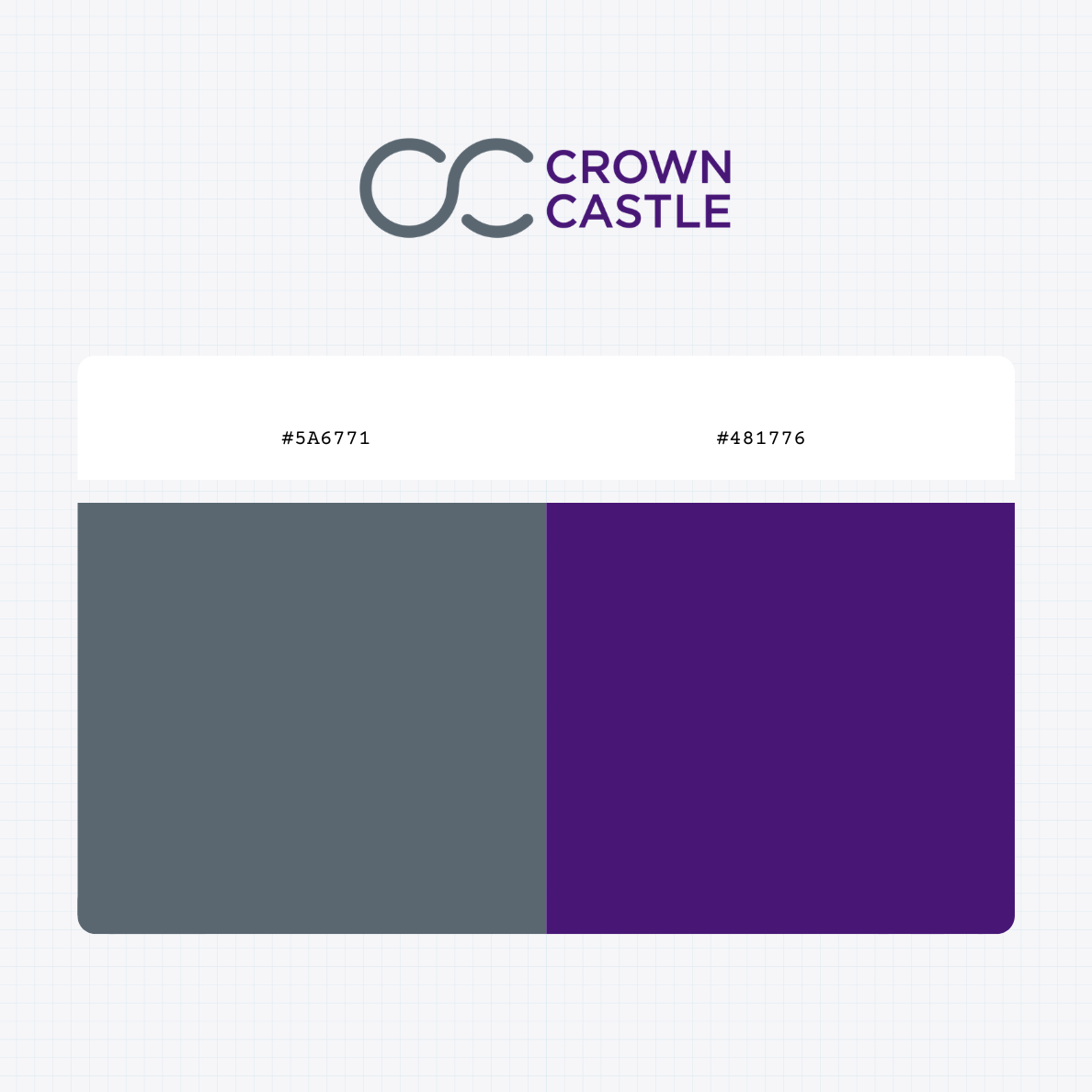 Crown Castle logo with HEX color values