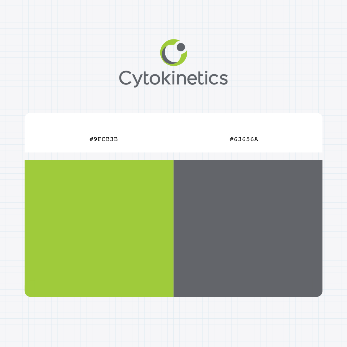 Cytokinetics Incorporated logo with HEX color values