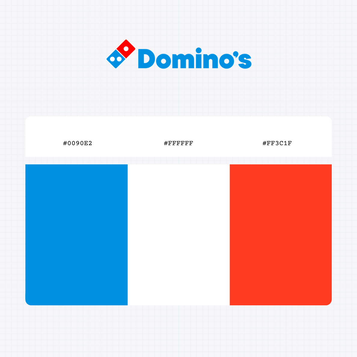 Domino's Pizza Inc logo with HEX color values
