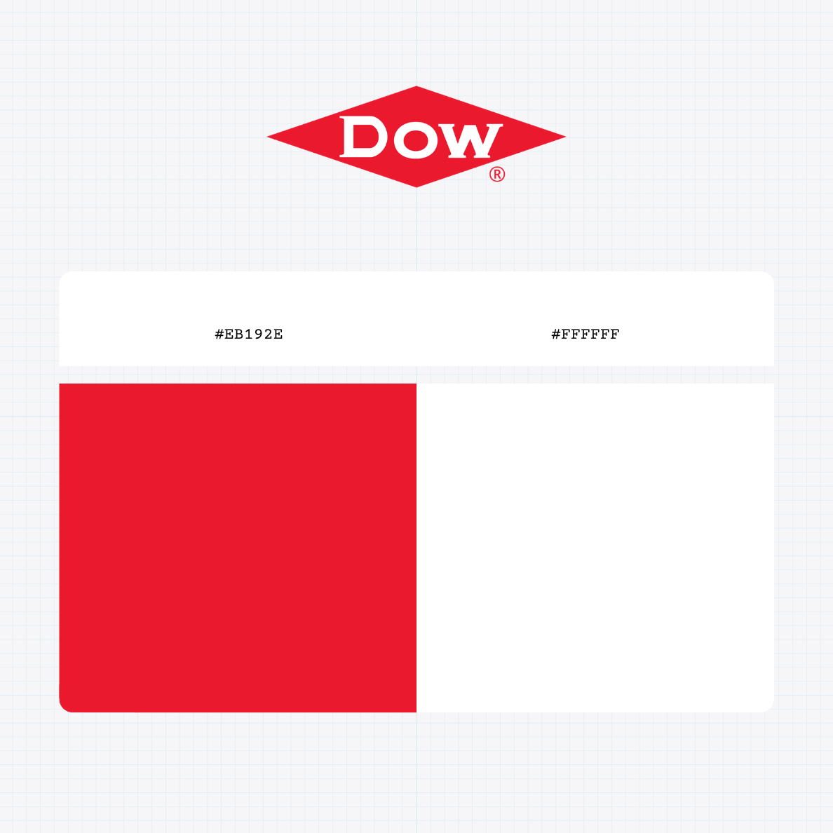 Dow Chemical Company logo with HEX color values