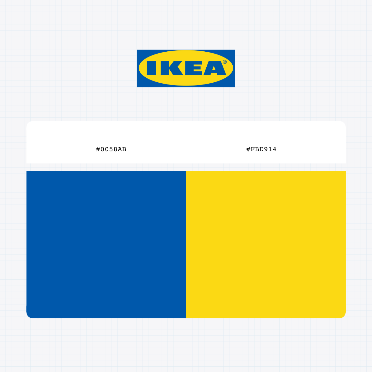 IKEA logo with HEX color values