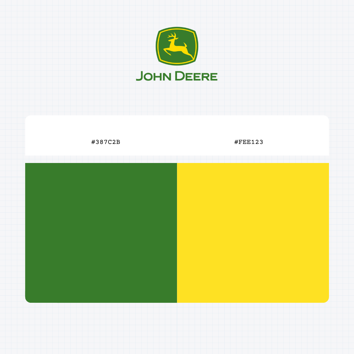 John Deere & Company logo with HEX color values