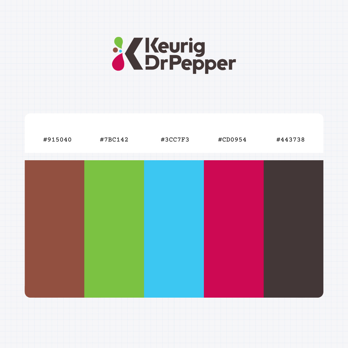 Keurig Dr Pepper Inc logo with HEX color values