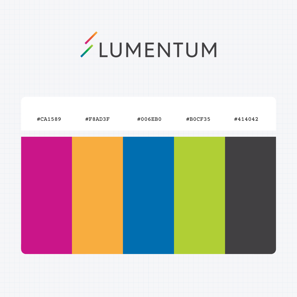 Lumentum Holdings Inc logo with HEX color values