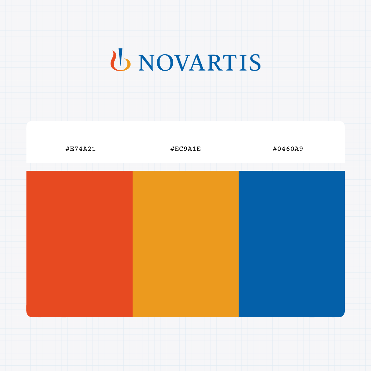 Novartis AG logo with HEX color values