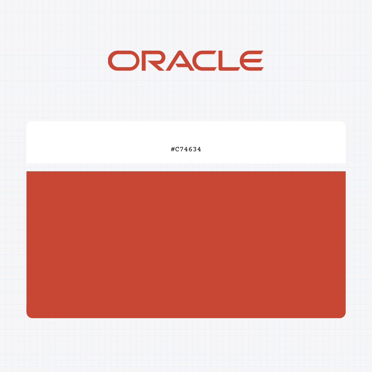 Oracle Corporation logo with HEX color values