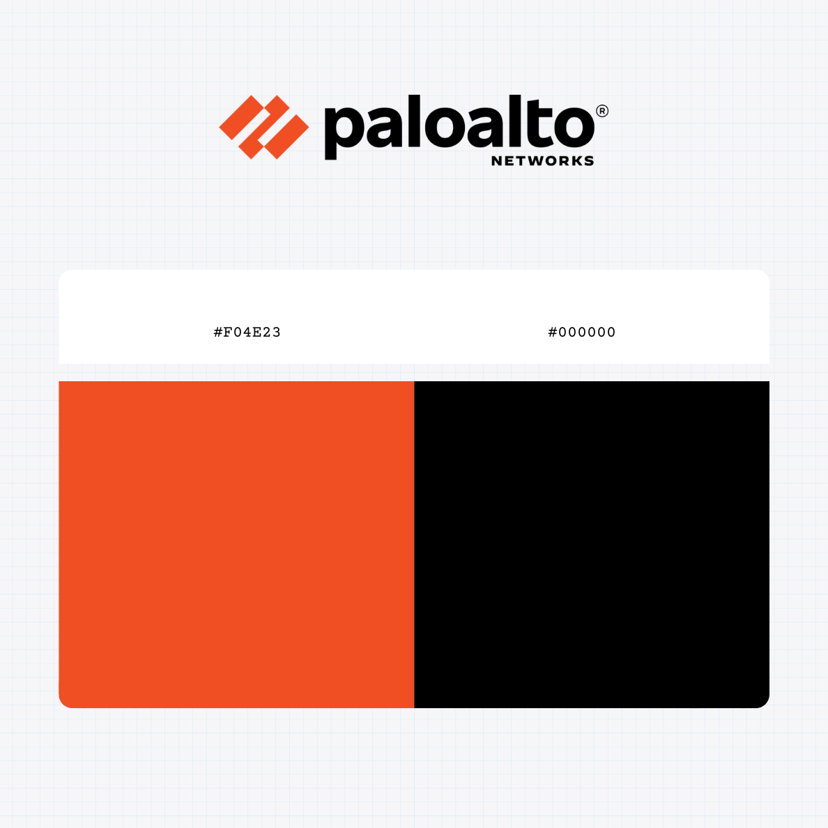 Palo Alto Networks logo with HEX color value
