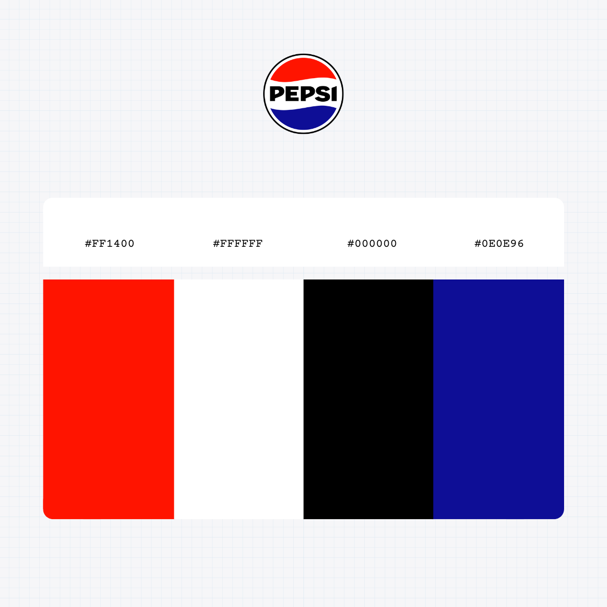 Pepsi logo with HEX color values