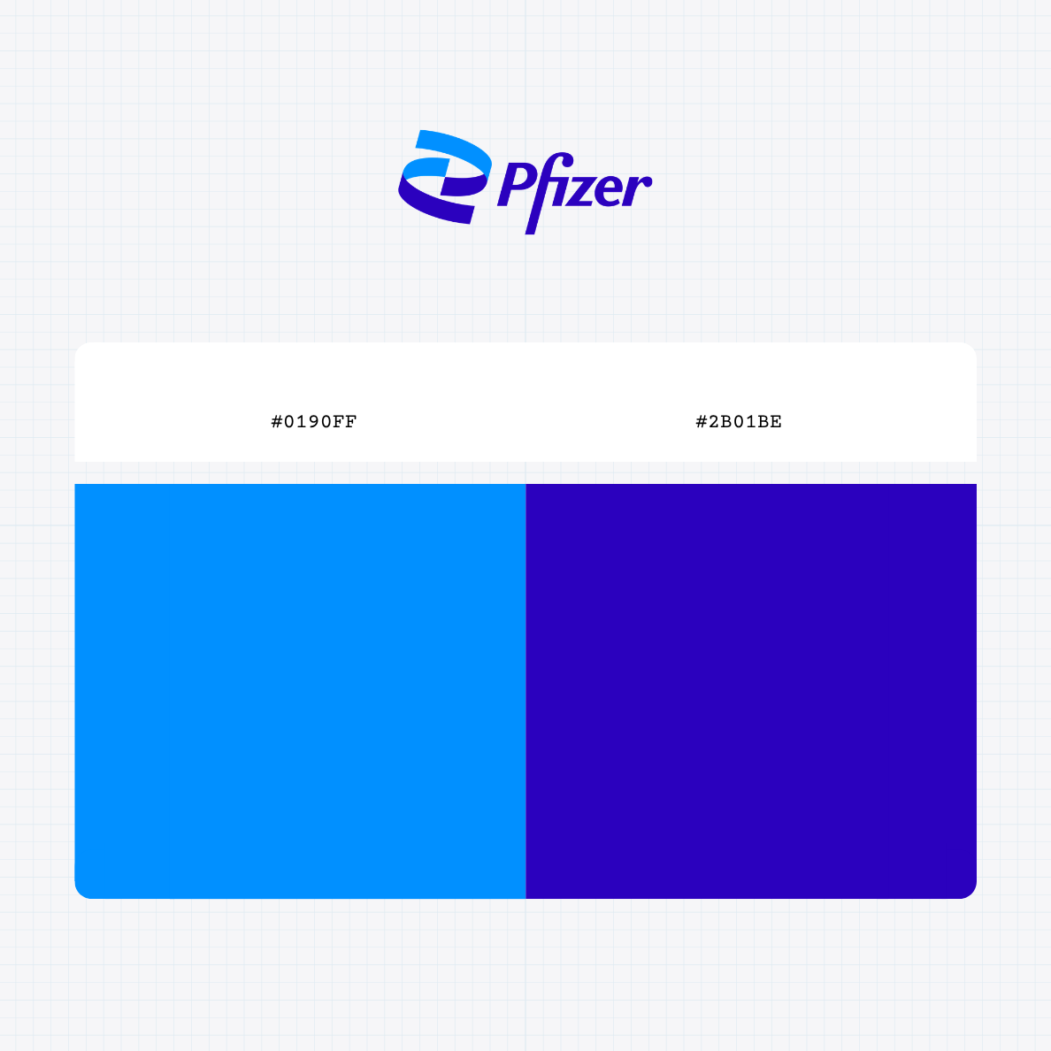 Pfizer Inc logo with HEX color values
