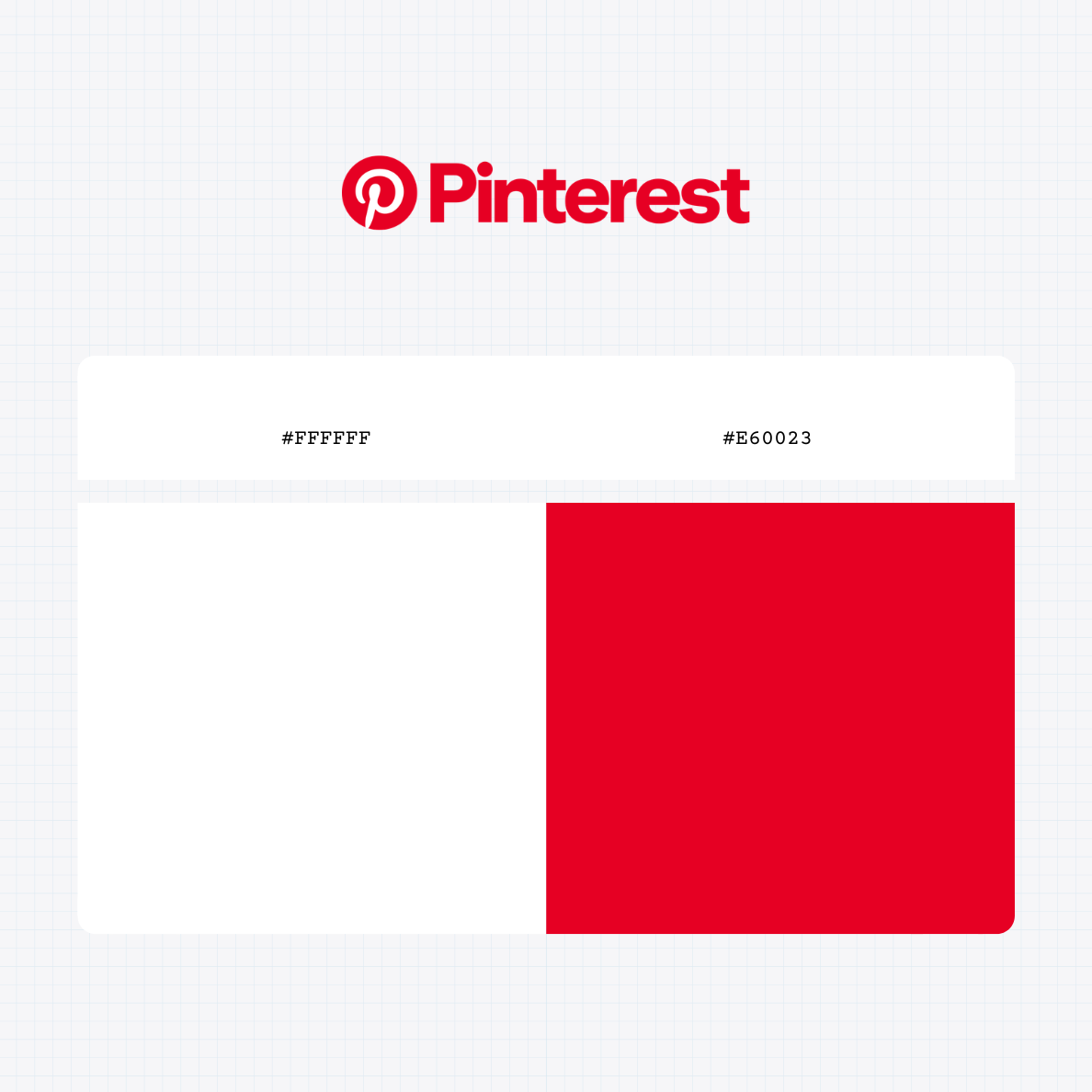 Pinterest Inc logo with HEX color values