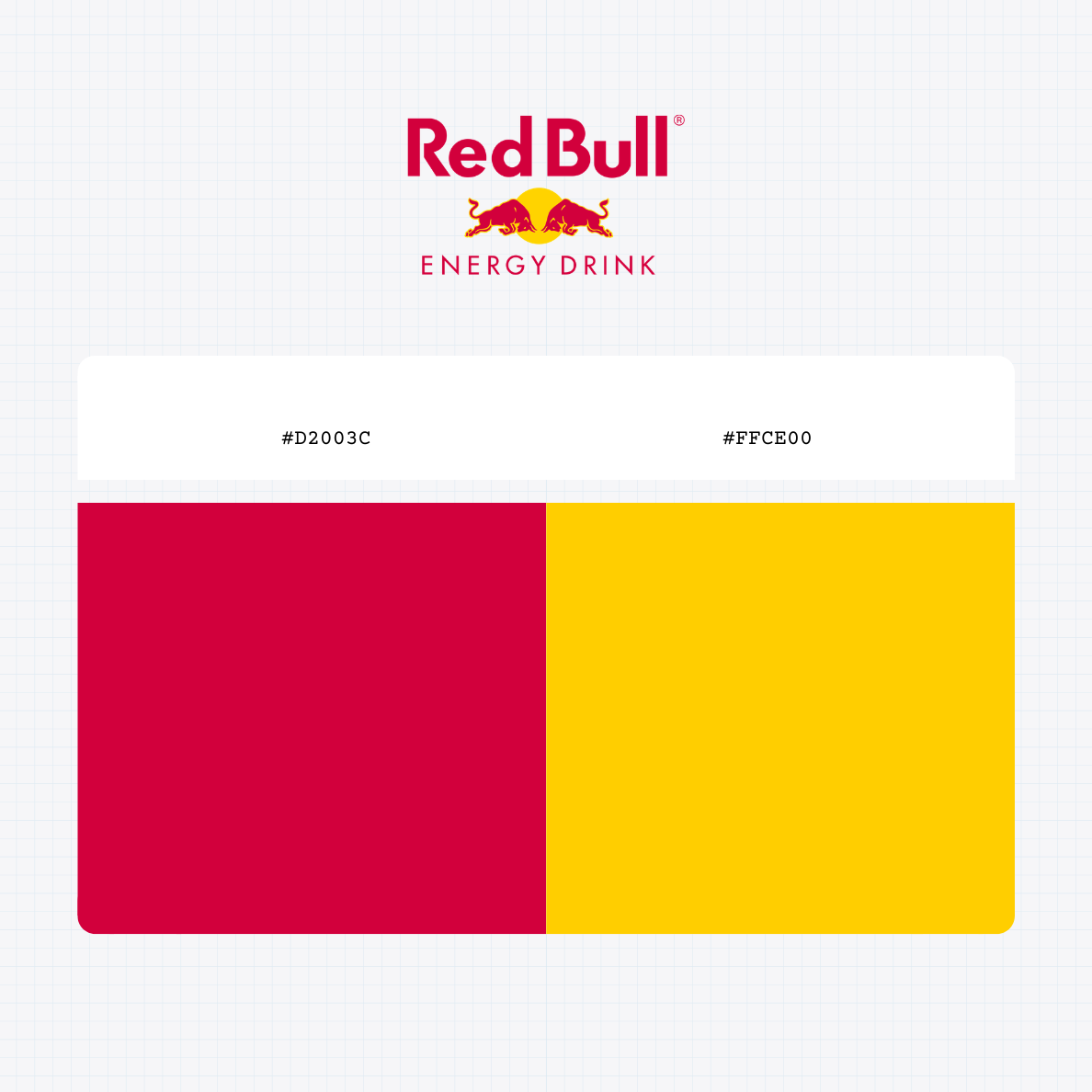 Red Bull Energy Drink logo with HEX color values