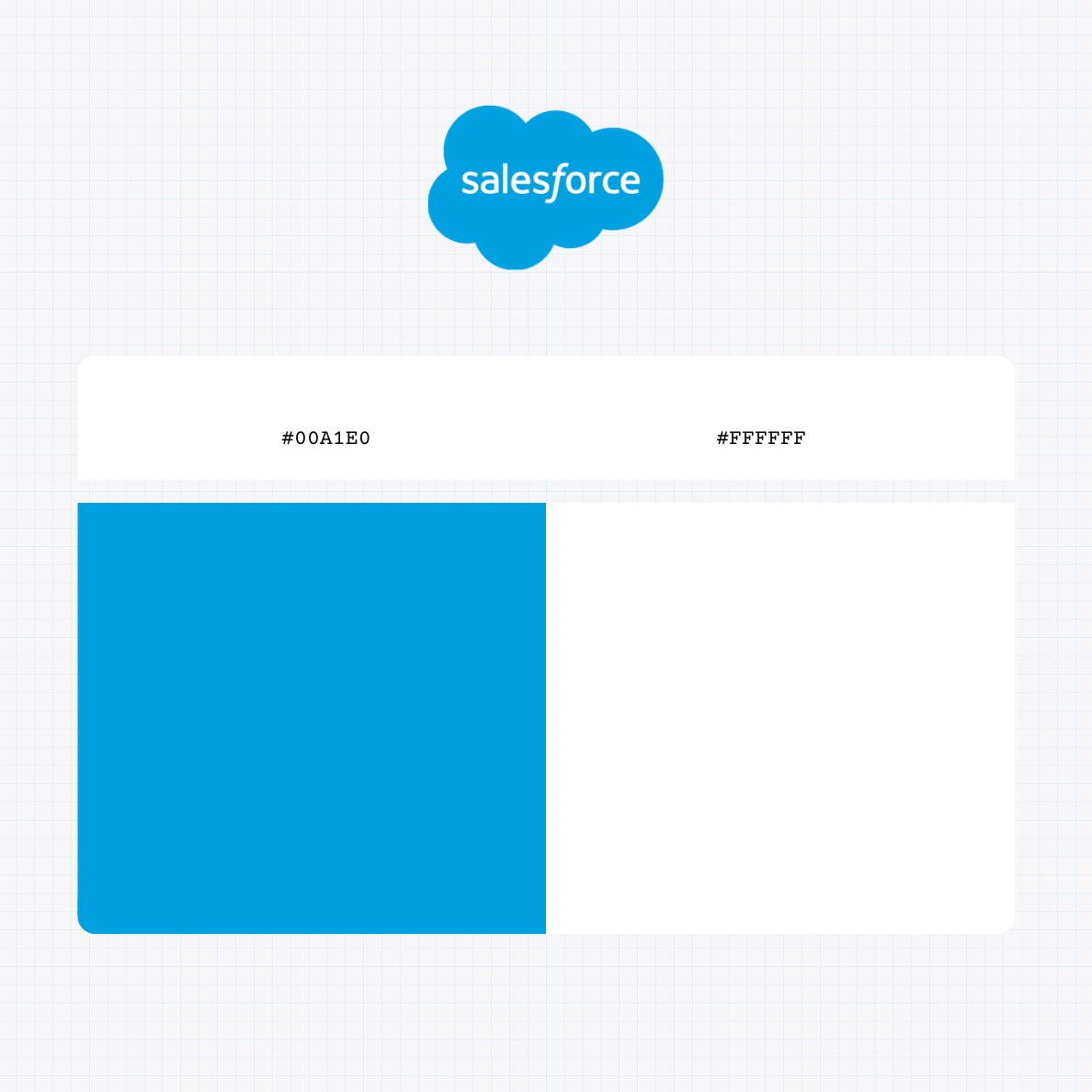Salesforce, Inc. logo with HEX color values