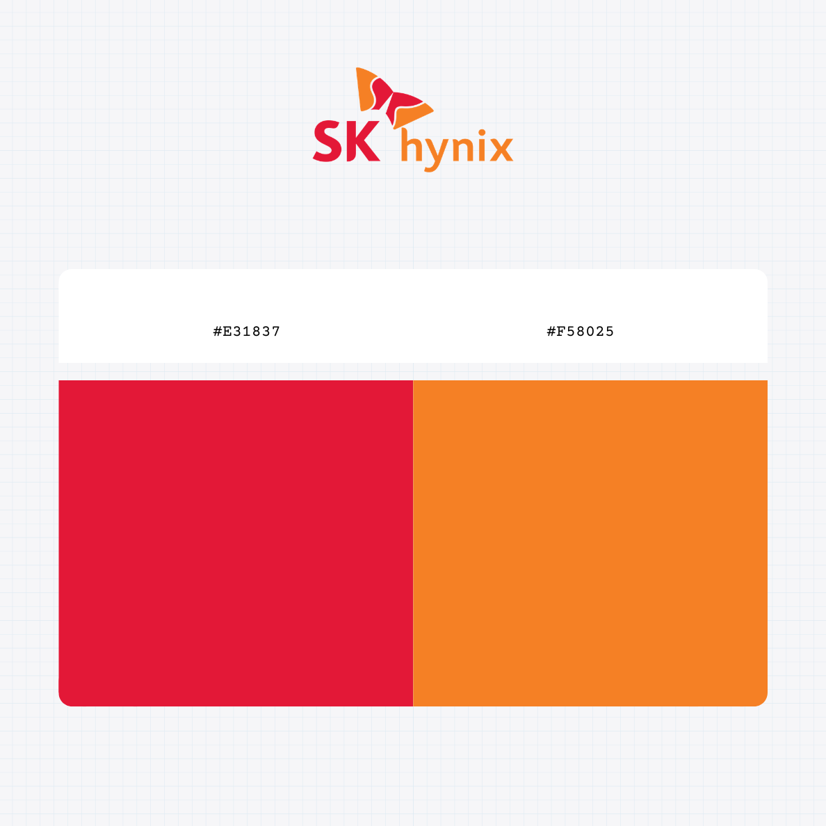 SK Hynix  Inc logo with HEX color values