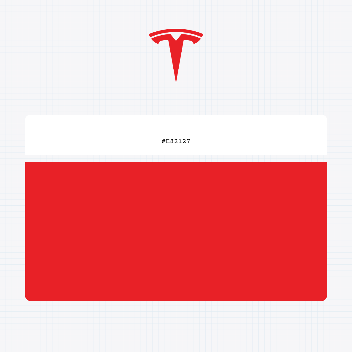 Tesla Inc logo with HEX color values