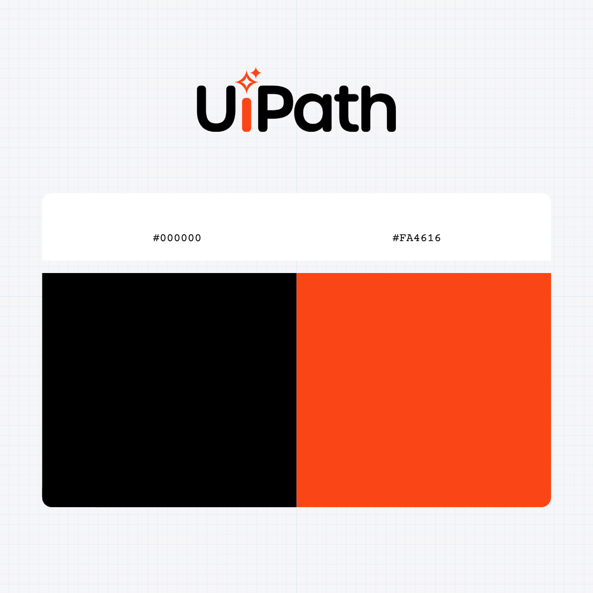 UiPath Inc logo with HEX color values