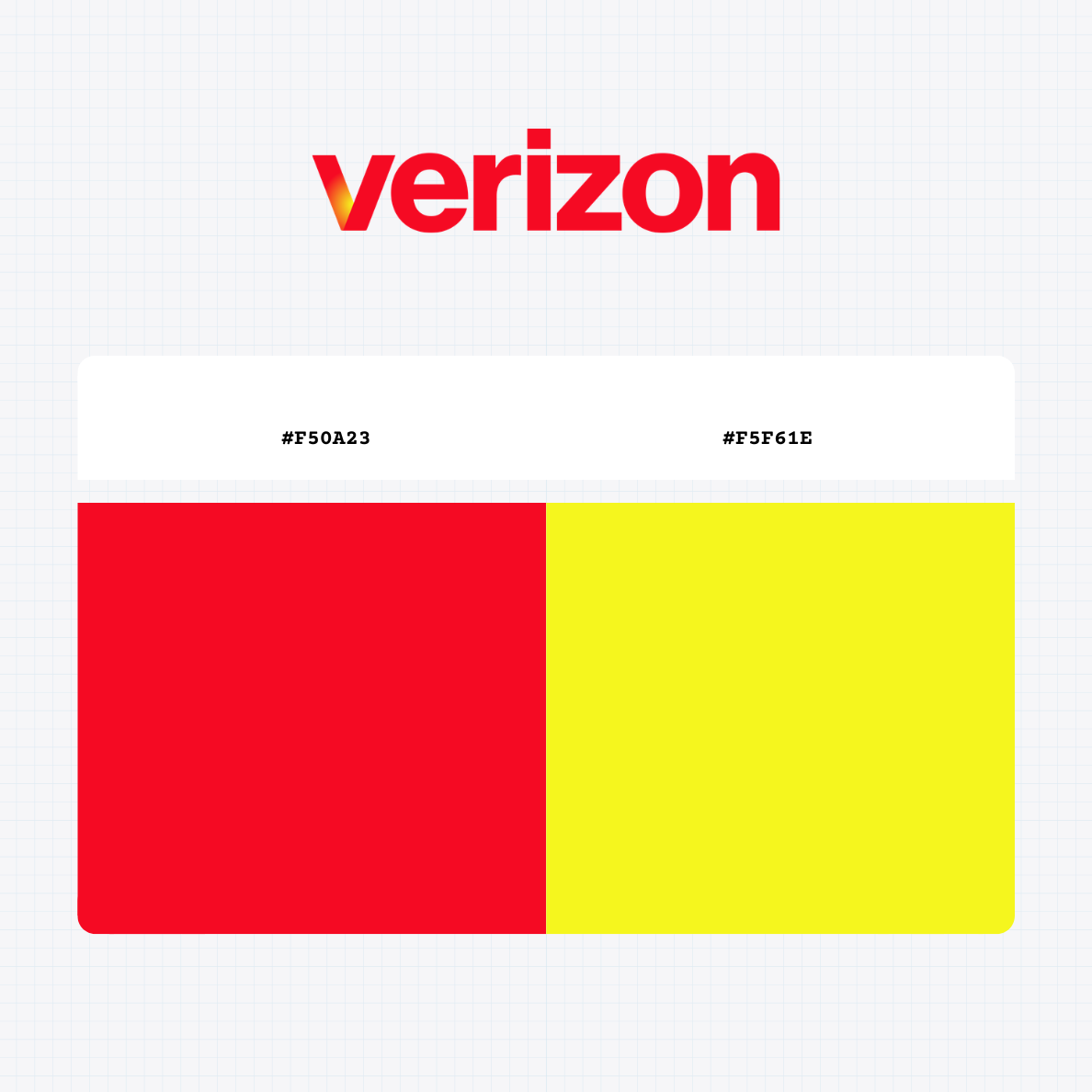 Verizon logo with HEX color values
