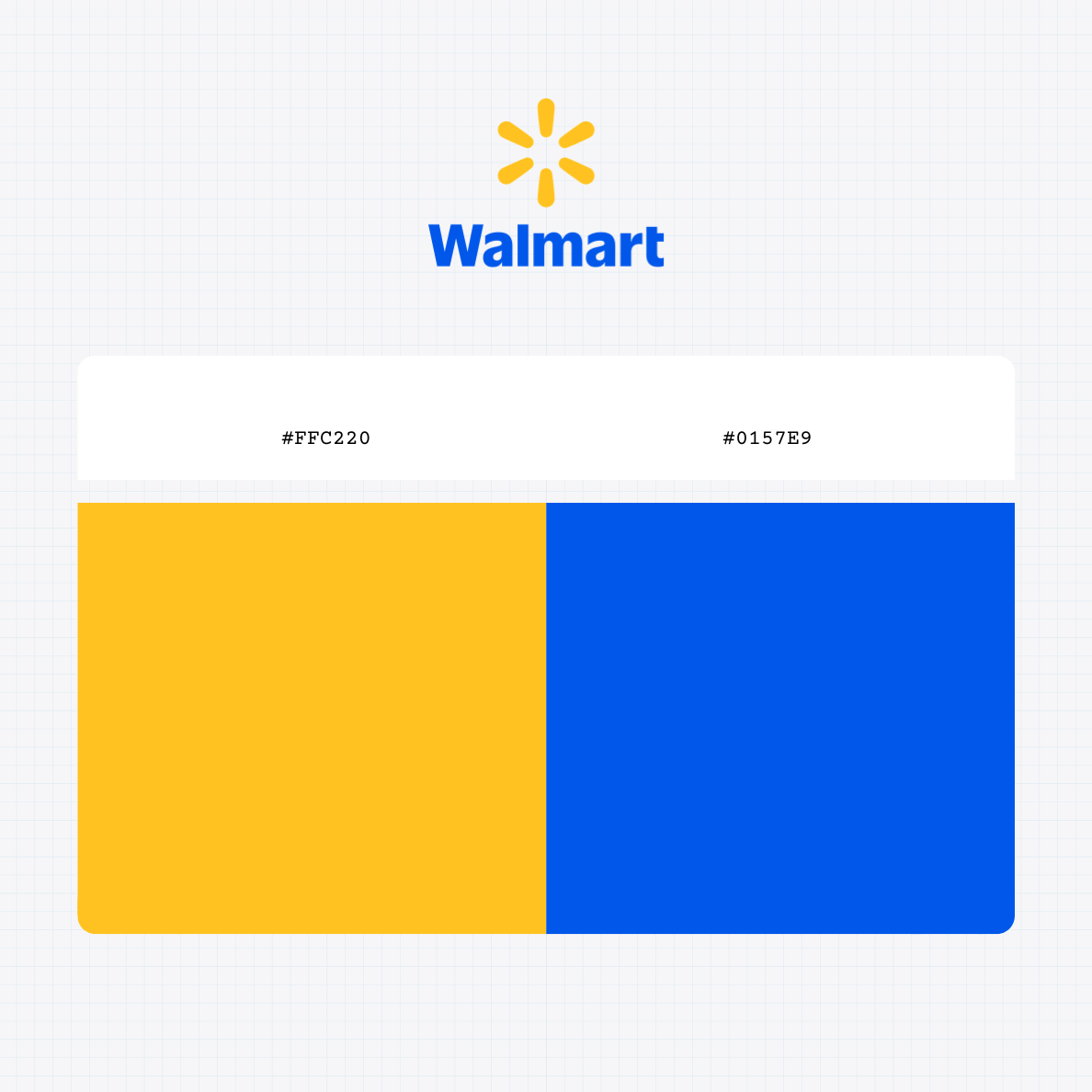 Walmart Inc logo with HEX color values