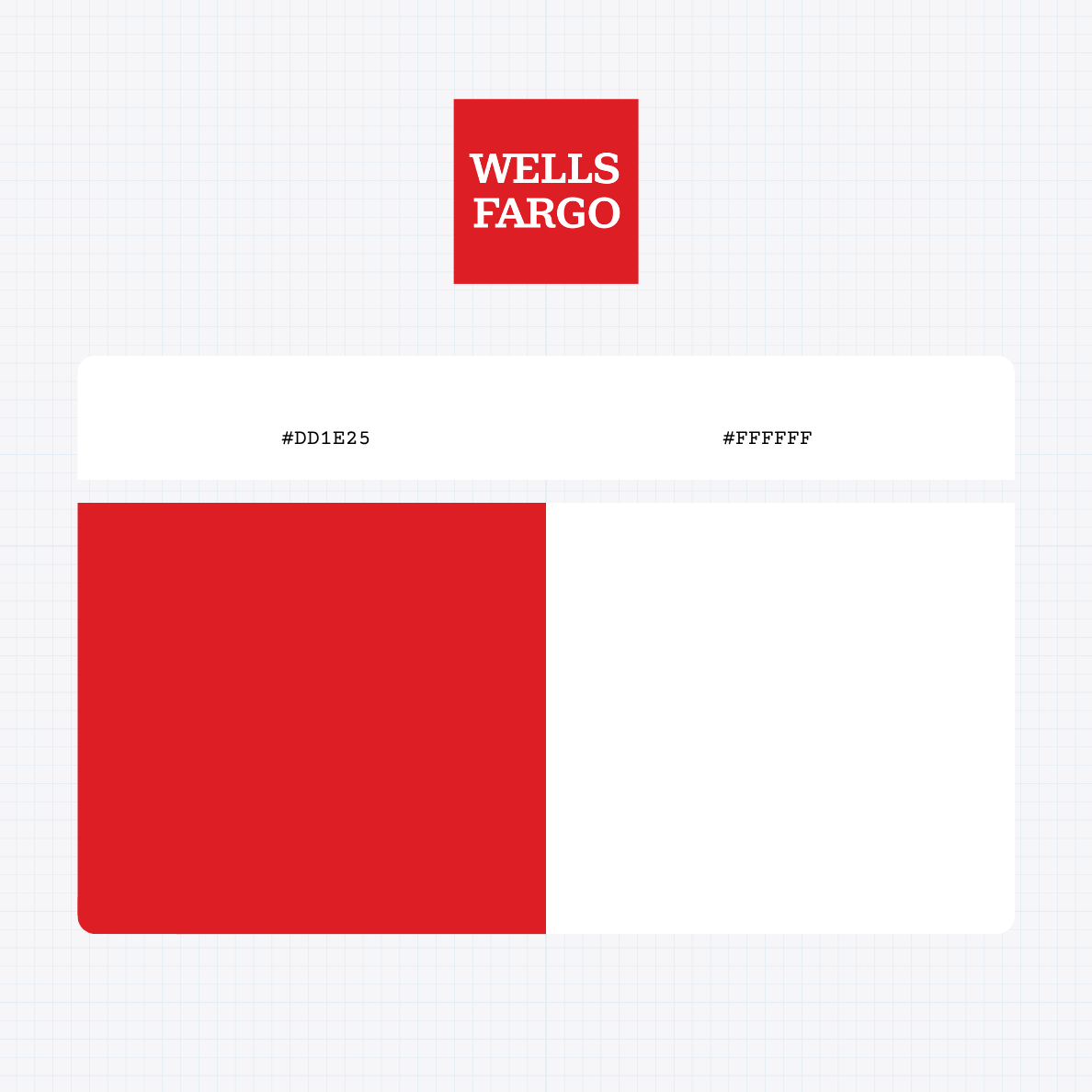Wells Fargo logo with HEX color values