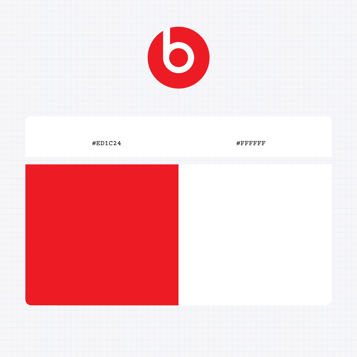 Beats Electronics logo with HEX color values