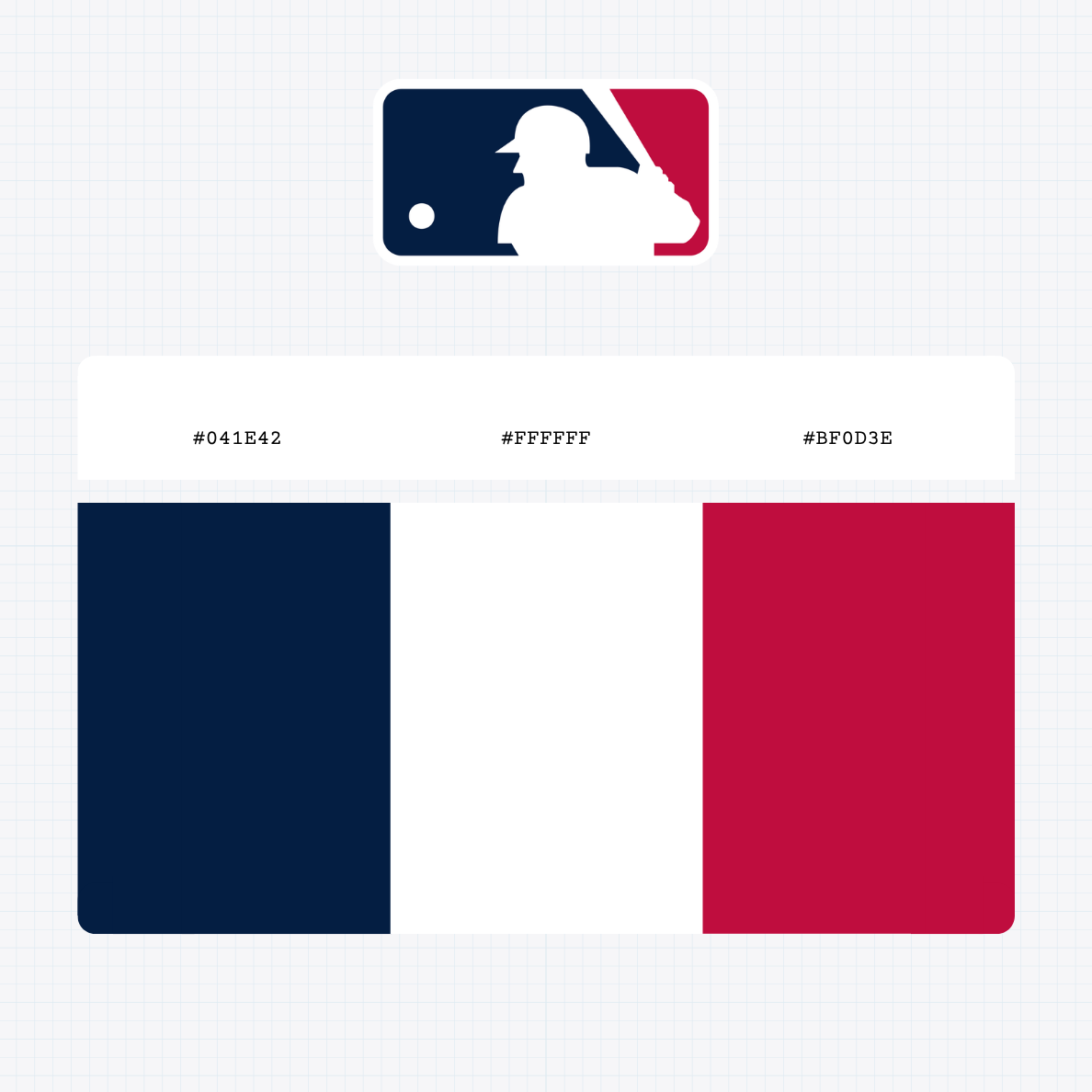 Major League Baseball logo with HEX color values
