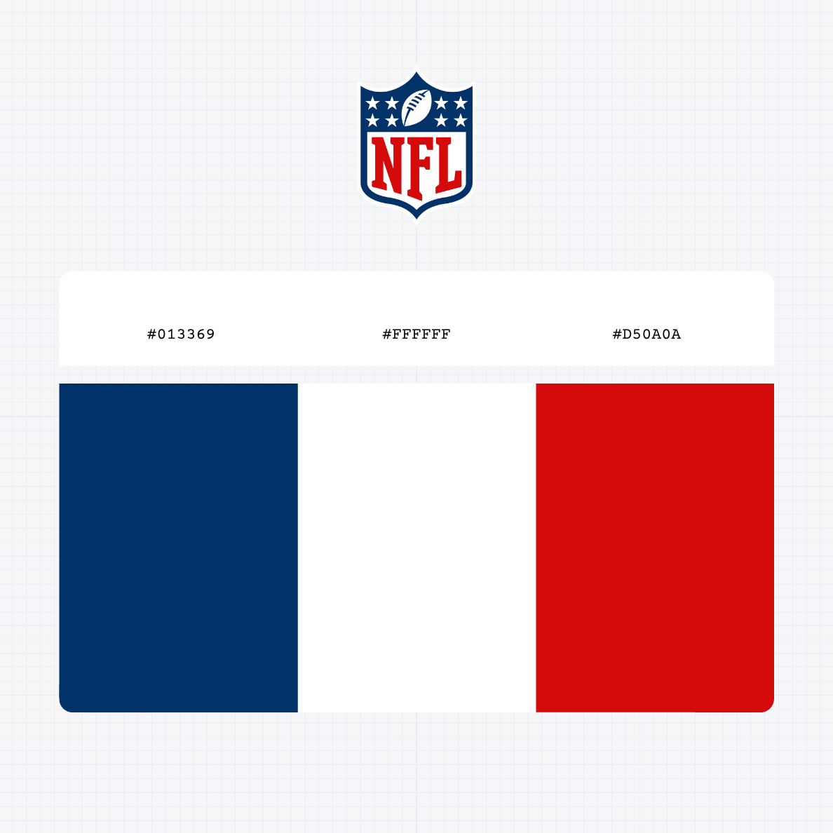 National Football League logo with HEX color values