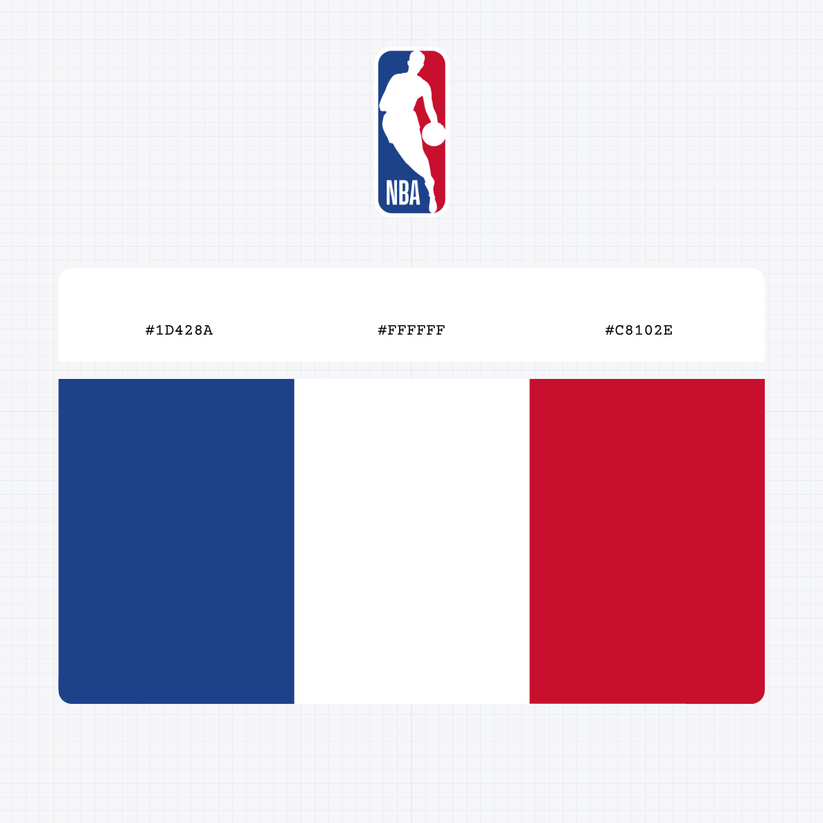 National Basketball Association logo with HEX color values
