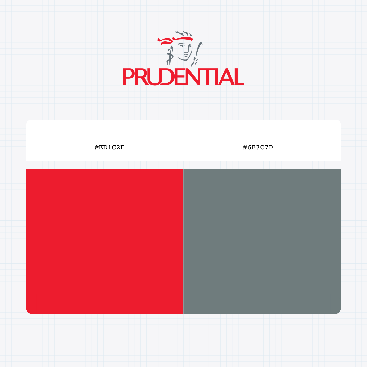 Prudential plc logo with HEX color values