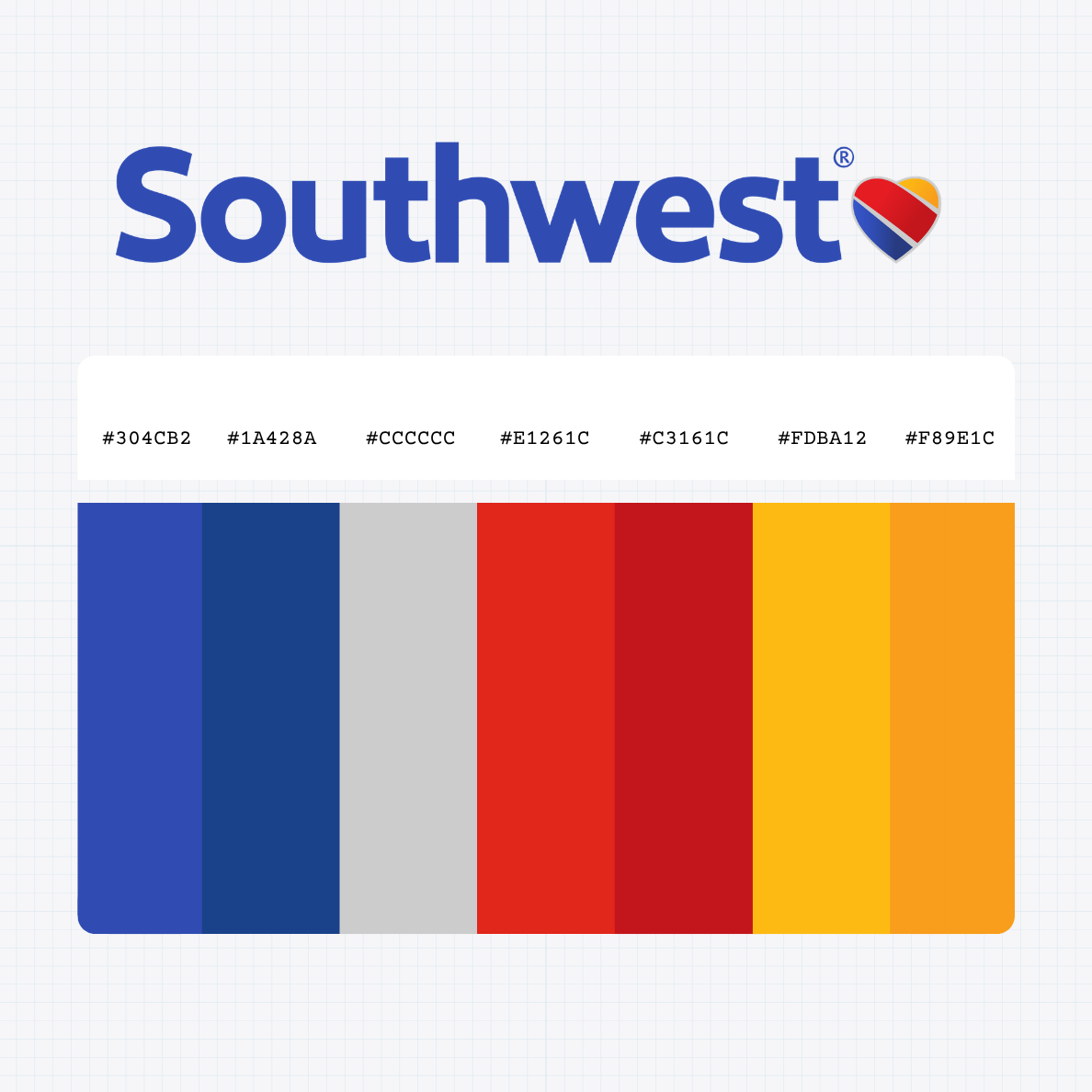 southwest airlines logo color codes