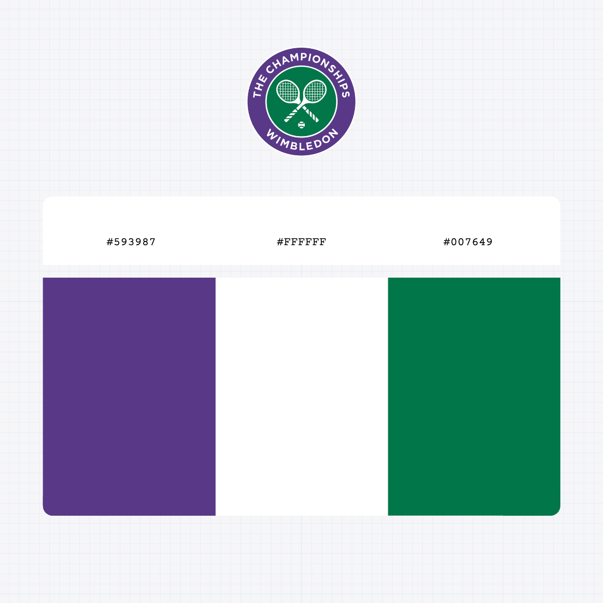 Wimbledon Championships logo with HEX color values