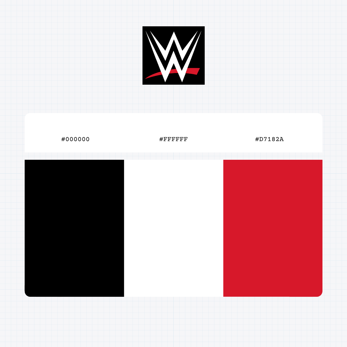 World Wrestling Entertainment LLC logo with HEX color values