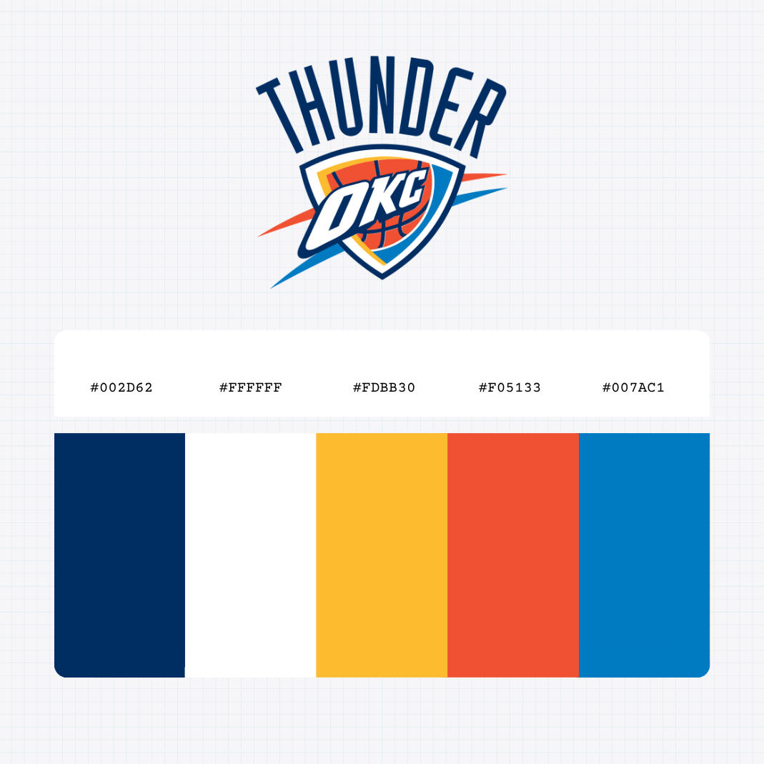 oklahoma city thunder logo color codes